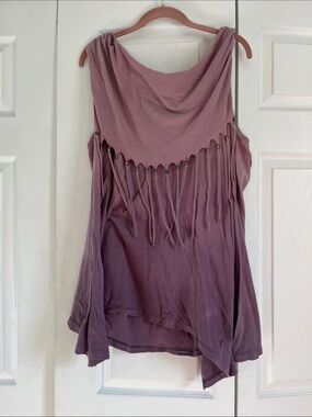 Beverly Drive Mauve Fringe Draped Tank